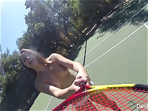 bare-chested tennis with Dani Daniels and Cherie DeVille